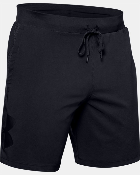Men's UA Qualifier Speedpocket Branded 7'' Linerless Shorts in Black image number 4